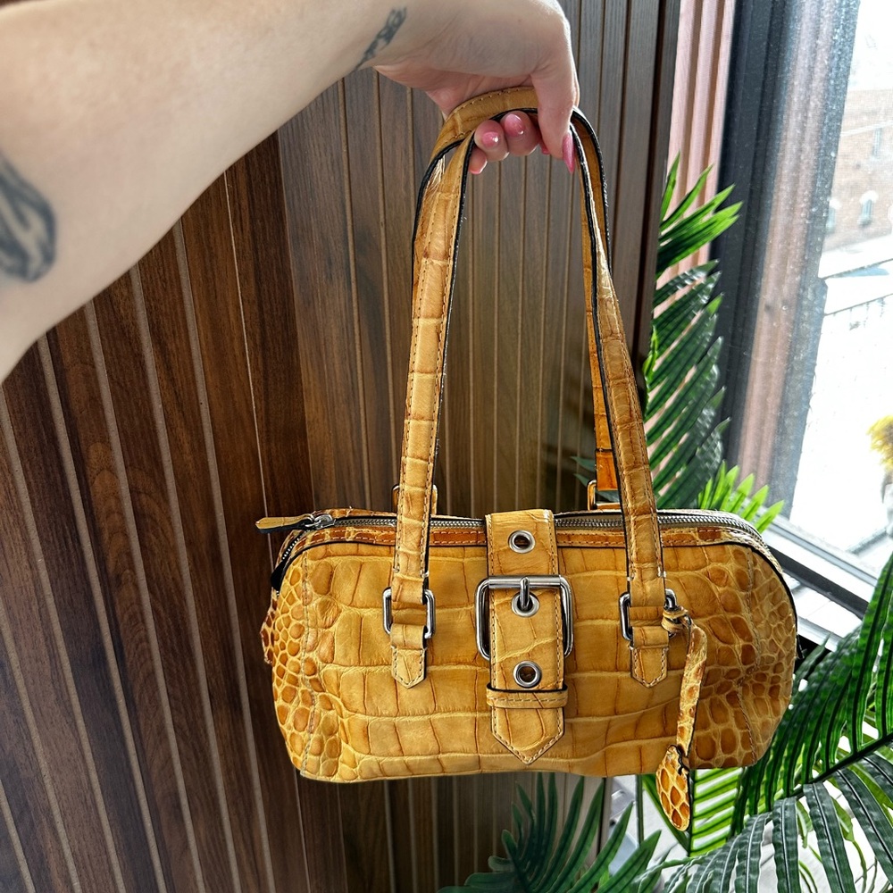 Dooney and Bourke Elegant Tan Crocodile-Embossed Women's Bag